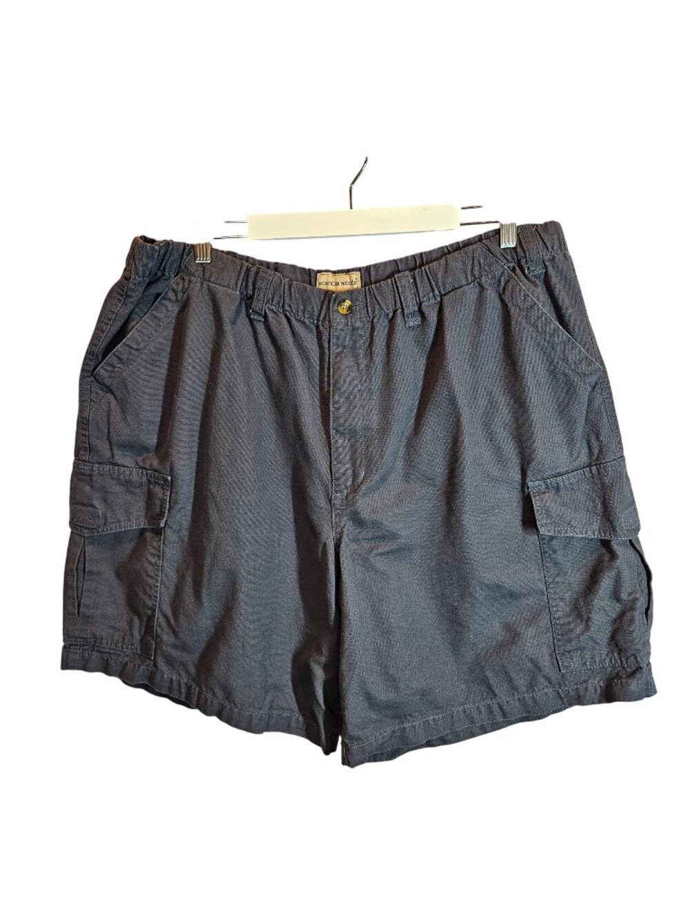Scandia Woods Mens Black Cargo Shorts With Elastic Waist Size 2XL Cotton Blend C